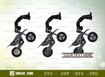 Dirt Bike Monogram SVG Cut File, Bike Svg, Dirt Bike Biker Svg, Motocross Svg, Motorcycle Svg, Sports Svg, Racing Bike Svg, Motor Svg, Stunt Bike Svg, Motocross Rider Svg, Freestyle Motocross Svg SVG Unique Zone 