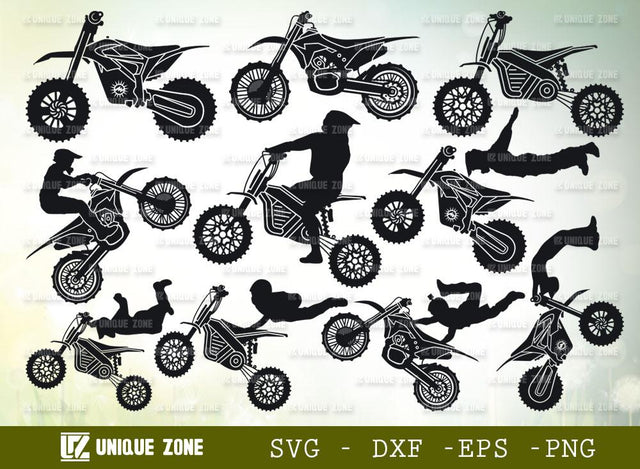 Dirt Bike SVG Bundle | Bike Svg | Dirt Bike Biker Svg | Motocross Svg | Motorcycle Svg | Sports Svg SVG Unique Zone 