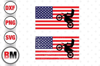 Dirt Bike US Flag SVG, PNG, DXF Files SVG BMDesign 