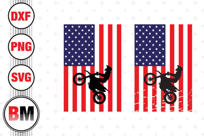 Dirt Bike US Flag SVG, PNG, DXF Files SVG BMDesign 