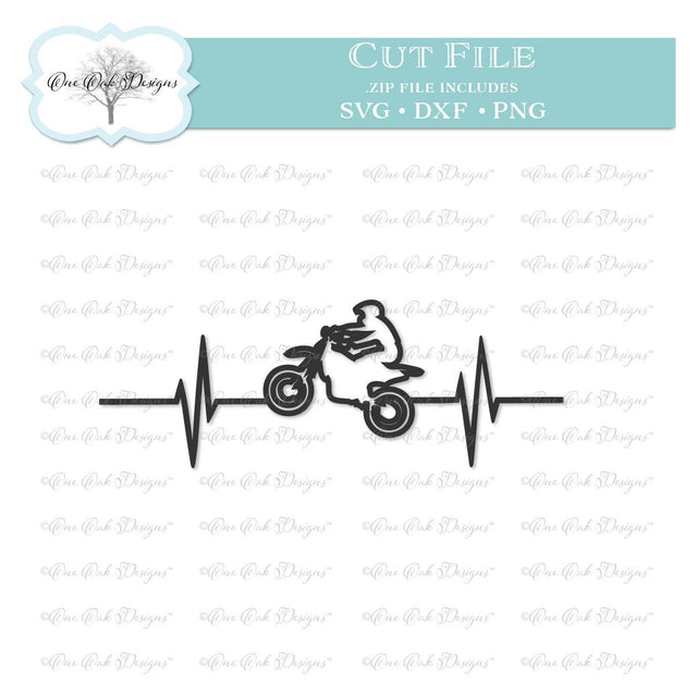 Dirtbike Dirt Bike EKG Heartbeat SVG One Oak Designs 