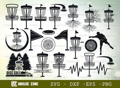 Disc Golf Bundle SVG Cut File | Austin Disc Golf Svg | Sports Svg | Disc Golf Basket Svg | Frisbee Svg | SVG Unique Zone 