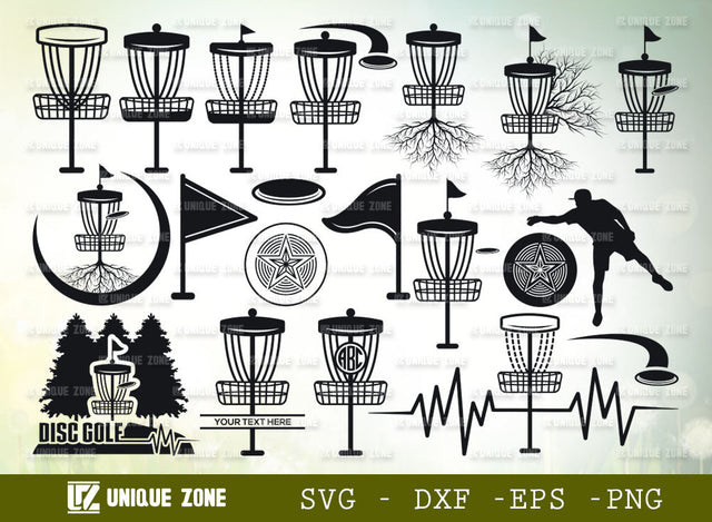 Disc Golf Bundle SVG Cut File | Austin Disc Golf Svg | Sports Svg | Disc Golf Basket Svg | Frisbee Svg | SVG Unique Zone 