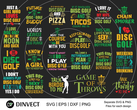 Disc Golf SVG, Disc Golf Bundle SVG, Disc Golf t-shirt Design, I love disc golf, Keep calm and play disc golf, Disc Golf Buddy, Disc Golf Cut file for Silhouette, SVG, Eps, Dxf, png SVG Dinvect 