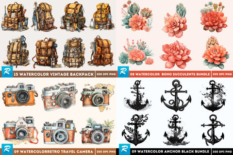 Display Watercolor PNG Big Bundle Sublimation Regulrcrative 