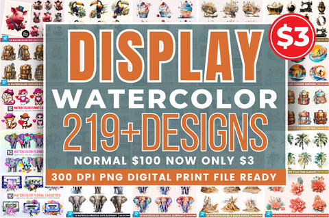 Display Watercolor PNG Big Bundle Sublimation Regulrcrative 