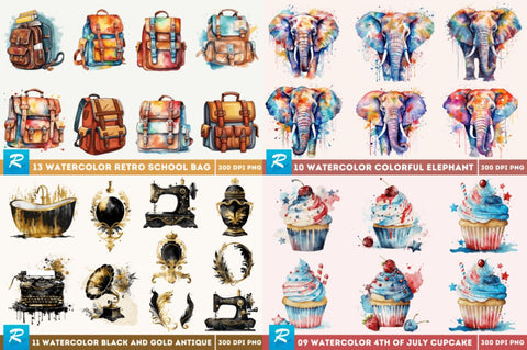 Display Watercolor PNG Big Bundle Sublimation Regulrcrative 