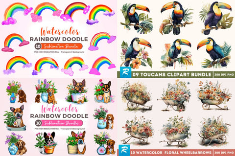 Display Watercolor PNG Big Bundle Sublimation Regulrcrative 