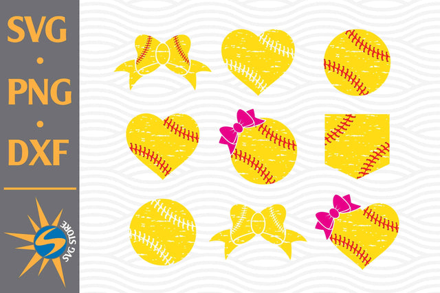 Distresed Softball SVG, PNG, DXF Digital Files Include SVG SVGStoreShop 