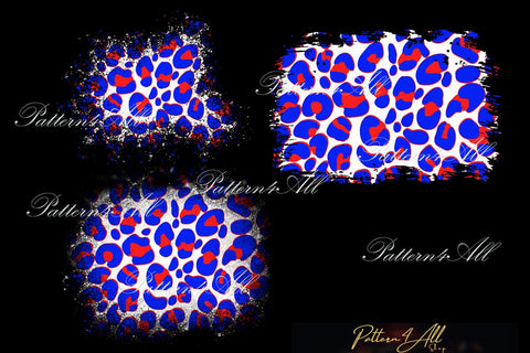 Distress Blue and Red Cheetah Print Background,Leopard print Splatter, Cheetah Grunge,Navy Leopard Print Pattern,White bleach effect PNG Sublimation ArtStudio 