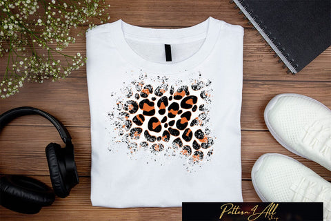 Distress Orange Cheetah Print Background,Leopard print Splatter, Leopard Sublimation,Autumn design,Leopard Grunge,Distressed bleach PNG Sublimation ArtStudio 