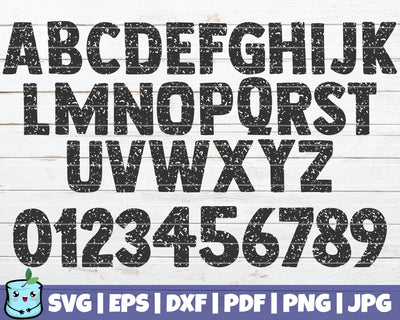 Distressed Alphabet And Numbers SVG MintyMarshmallows 