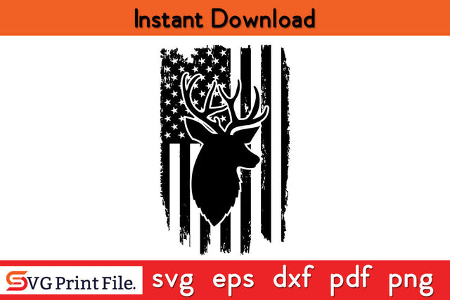 Distressed American Flag Deer Hunting SVG PNG Cut File SVG SVG Print File 
