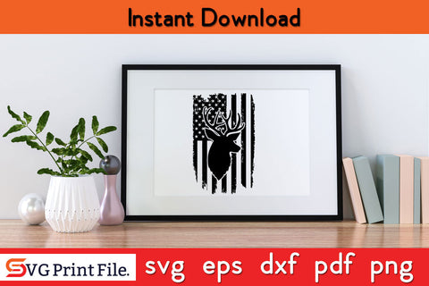 Distressed American Flag Deer Hunting SVG PNG Cut File SVG SVG Print File 