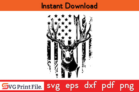 Distressed American Flag Hunting SVG PNG Cut Files SVG SVG Print File 