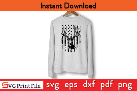 Distressed American Flag Hunting SVG PNG Cut Files SVG SVG Print File 