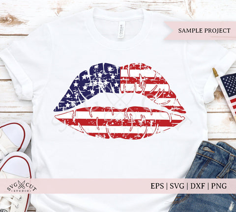 Distressed American Flag Lips SVG Files SVG SVG Cut Studio 
