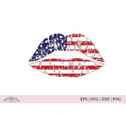 Distressed American Flag Lips SVG Files SVG SVG Cut Studio 