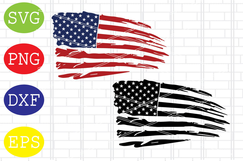 Distressed American Flag USA 02 Svg, Memorial Day Svg, Png, Eps, Dxf ...