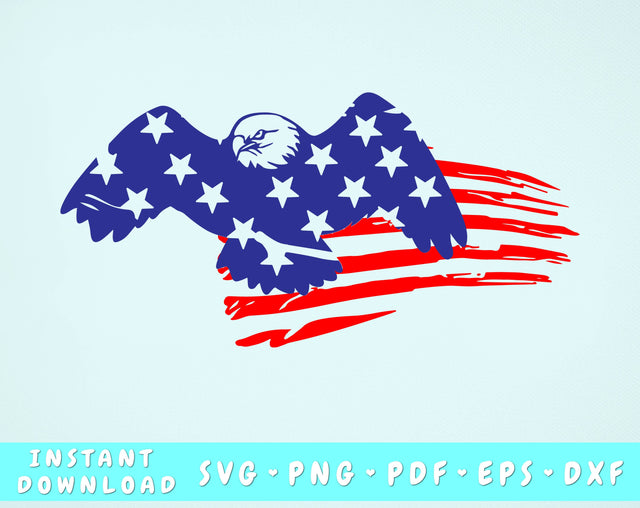 Distressed American Flag with Eagle SVG SVG HappyDesignStudio 