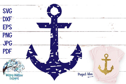 Distressed Anchor SVG SVG Wispy Willow Designs 