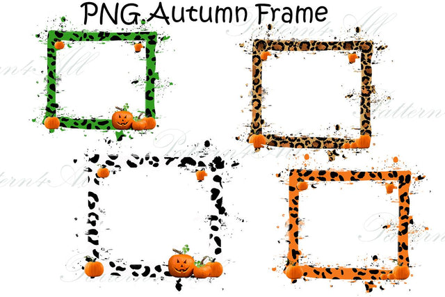 Distressed Autumn Design PNG,Halloween Pumpkin,Leopard frame Sublimation,Graphic Design Clipart,Digital Download,Shabby paint splatter Sublimation ArtStudio 