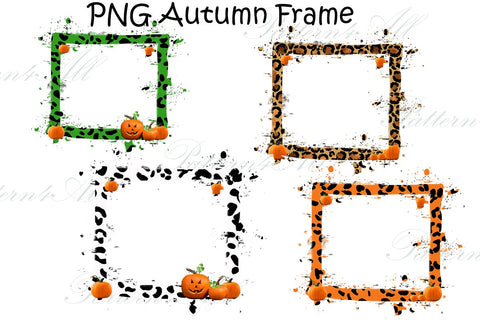 Distressed Autumn Design PNG,Halloween Pumpkin,Leopard frame Sublimation,Graphic Design Clipart,Digital Download,Shabby paint splatter Sublimation ArtStudio 