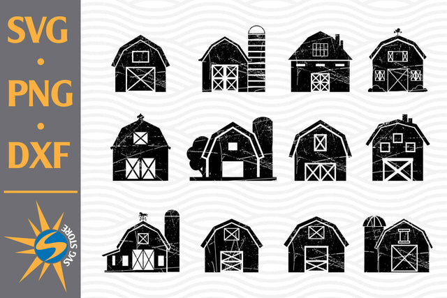 Distressed Barn Silhouette SVG, PNG, DXF Digital Files Include SVG SVGStoreShop 