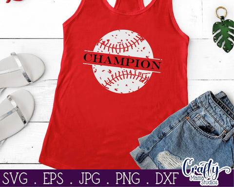Distressed Baseball Champion Svg - Grunge Baseball Cut File SVG Crafty Mama Studios 