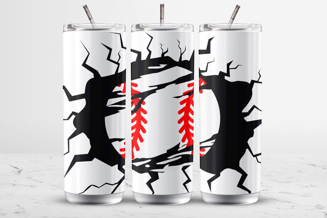 Distressed Baseball Crack 20 Oz Tumbler Wrap Sublimation MockupSvgVenue 
