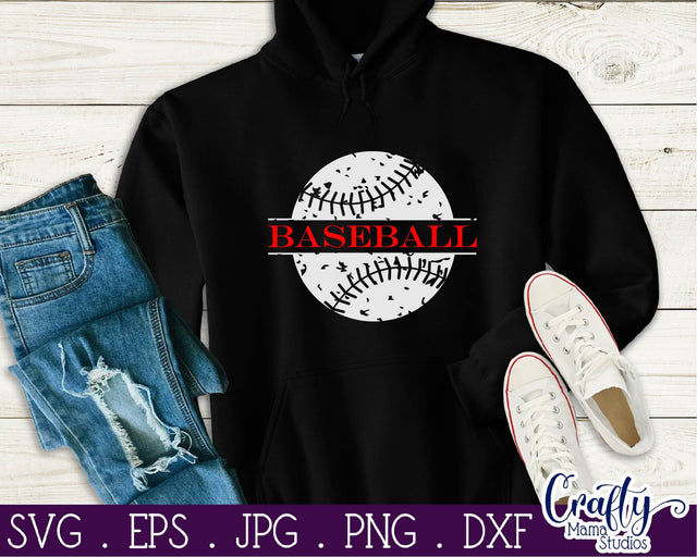 Distressed Baseball Svg - Grunge Baseball - Split Baseball Design SVG Crafty Mama Studios 