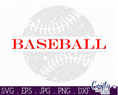 Distressed Baseball Svg - Grunge Baseball - Split Baseball Design SVG Crafty Mama Studios 