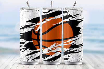 Distressed Basketball 20 Oz Tumbler Wrap Sublimation Design Sublimation MockupSvgVenue 