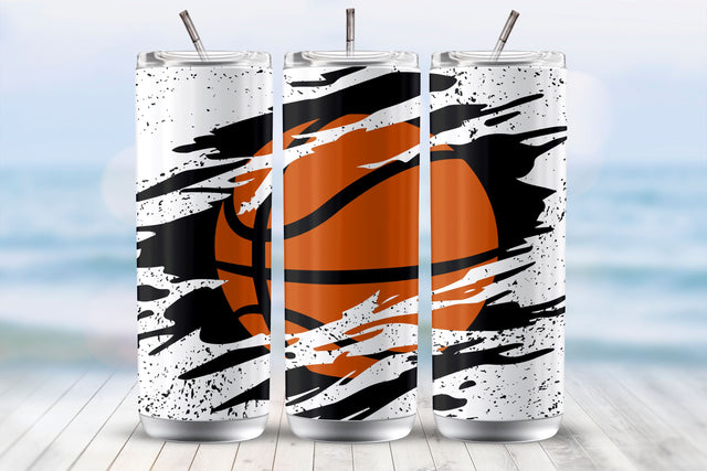 Distressed Basketball 20 Oz Tumbler Wrap Sublimation Design Sublimation MockupSvgVenue 