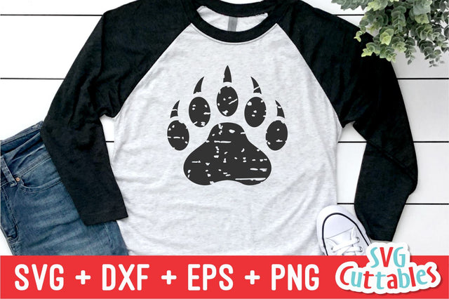 Distressed Bear Paw Print SVG Svg Cuttables 