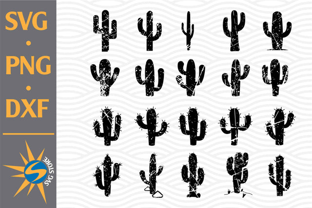 Distressed Cactus SVG, PNG, DXF Digital Files Include SVG SVGStoreShop 