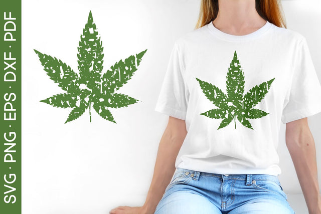 Distressed Cannabis Leaf SVG - Weed Cannabis Cut File SVG Digital Clipart Deals 