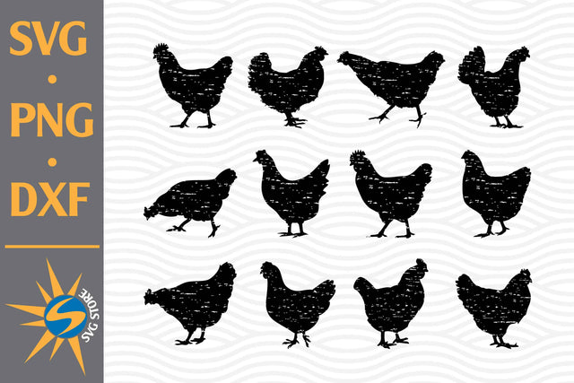 Distressed Chicken SVG, PNG, DXF Digital Files Include SVG SVGStoreShop 