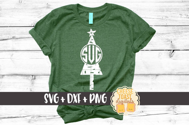 Distressed Christmas Tree Monogram - Christmas SVG File SVG Cheese Toast Digitals 