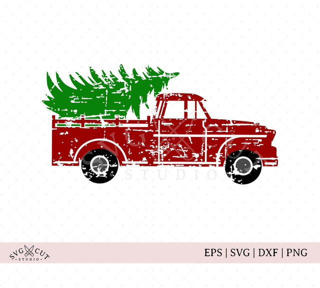 Distressed Christmas Truck SVG Files SVG SVG Cut Studio 