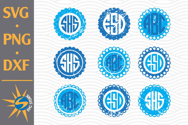 Distressed Circle Monogram SVG, PNG, DXF Digital Files Include SVG SVGStoreShop 