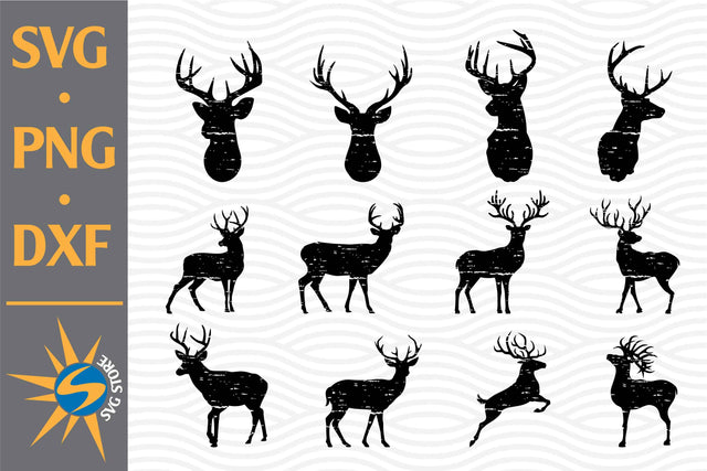 Distressed Deer SVG, PNG, DXF Digital Files Include SVG SVGStoreShop 