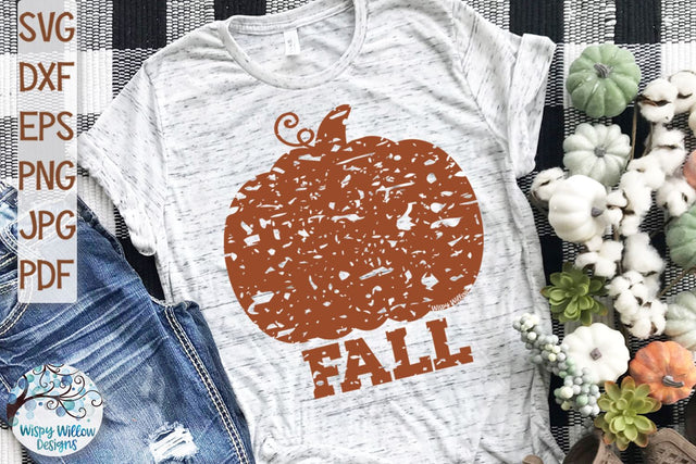 Distressed Fall Pumpkin SVG SVG Wispy Willow Designs 