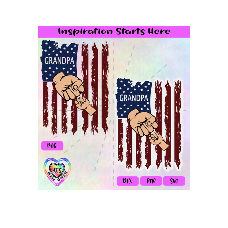 Distressed Flag | Grandpa with 1 Fist Bump -Transparent PNG SVD DXF - Silhouette, Cricut ScanNCut SVG Aint That Sweet 