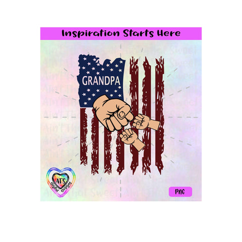 Distressed Flag | Grandpa with 2 Fist Bumps - Transparent PNG SVG DXF- Silhouette, Cricut, ScanNCut SVG Aint That Sweet 