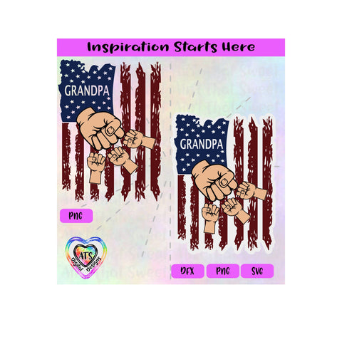 Distressed Flag | Grandpa with 3 Fist Bumps - Transparent PNG SVG DXF - Silhouette, Cricut, ScanNCut SVG Aint That Sweet 