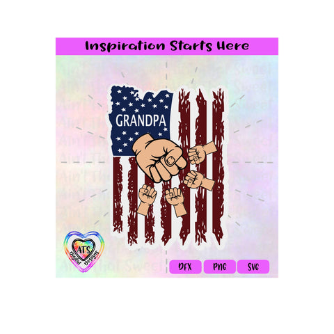 Distressed Flag | Grandpa with 4 Fist Bumps - Transparent PNG SVG DXF- Silhouette, Cricut, ScanNCut SVG Aint That Sweet 