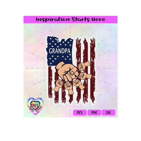 Distressed Flag | Grandpa with 5 Fist Bumps - Transparent PNG SVG DXF - Silhouette, Cricut, ScanNCut SVG Aint That Sweet 