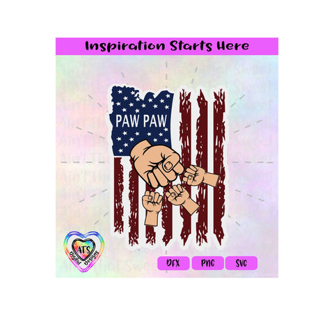 Distressed Flag | Paw Paw with 3 Fist Bumps - Transparent PNG SVG DXF - Silhouette, Cricut, ScanNCut SVG Aint That Sweet 