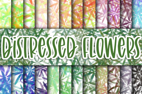 Distressed Flowers Digital Papers Digital Pattern Old Market 